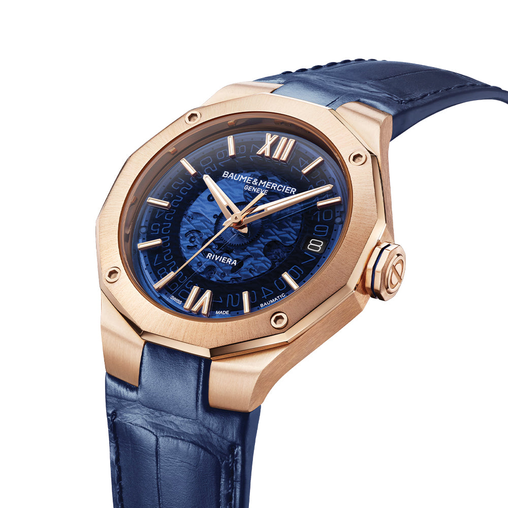 Riviera 10815 Automatic Date 39mm - Blue on Leather Strap