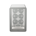 Silver Neo Watch Winder with six round winding bays visible through a clear front panel