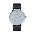 Nomos Ahoi Neomatik Sky watch with light blue dial and navy fabric strap