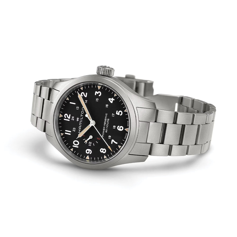 Khaki Field Mechanical Power Reserve 40mm - Black on Bracelet