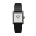 Rivanera Piccolo Guillochè 33mm - White on Rubber Strap w/ Additional Strap