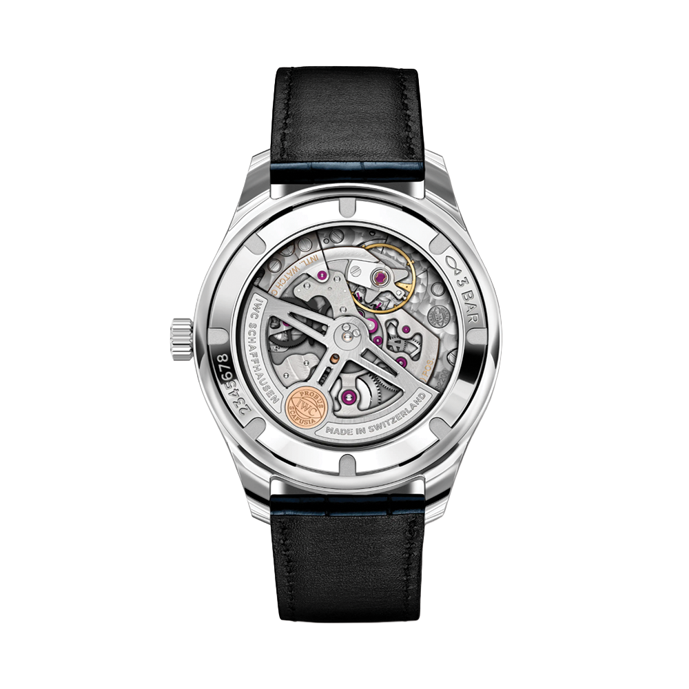 Portugieser Automatic 40mm - Silver w/ Blue Accents on Leather Strap