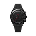 Speedmaster Dark Side of the Moon Black Ceramic 44.25mm - Full Black w/ Red Seconds Hand on Rubber Strap