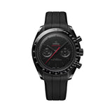 Speedmaster Dark Side of the Moon Black Ceramic 44.25mm - Full Black w/ Red Seconds Hand on Rubber Strap