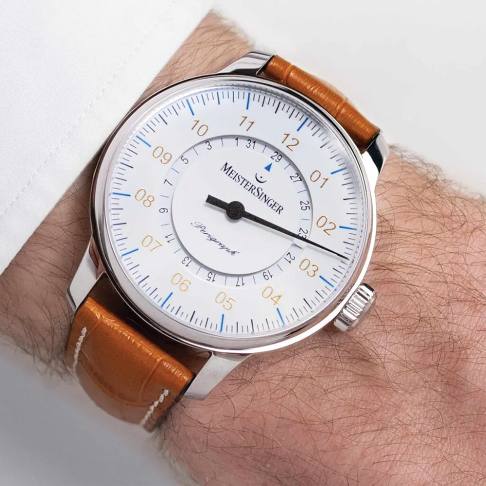 Perigraph 43mm -  White on Leather Strap