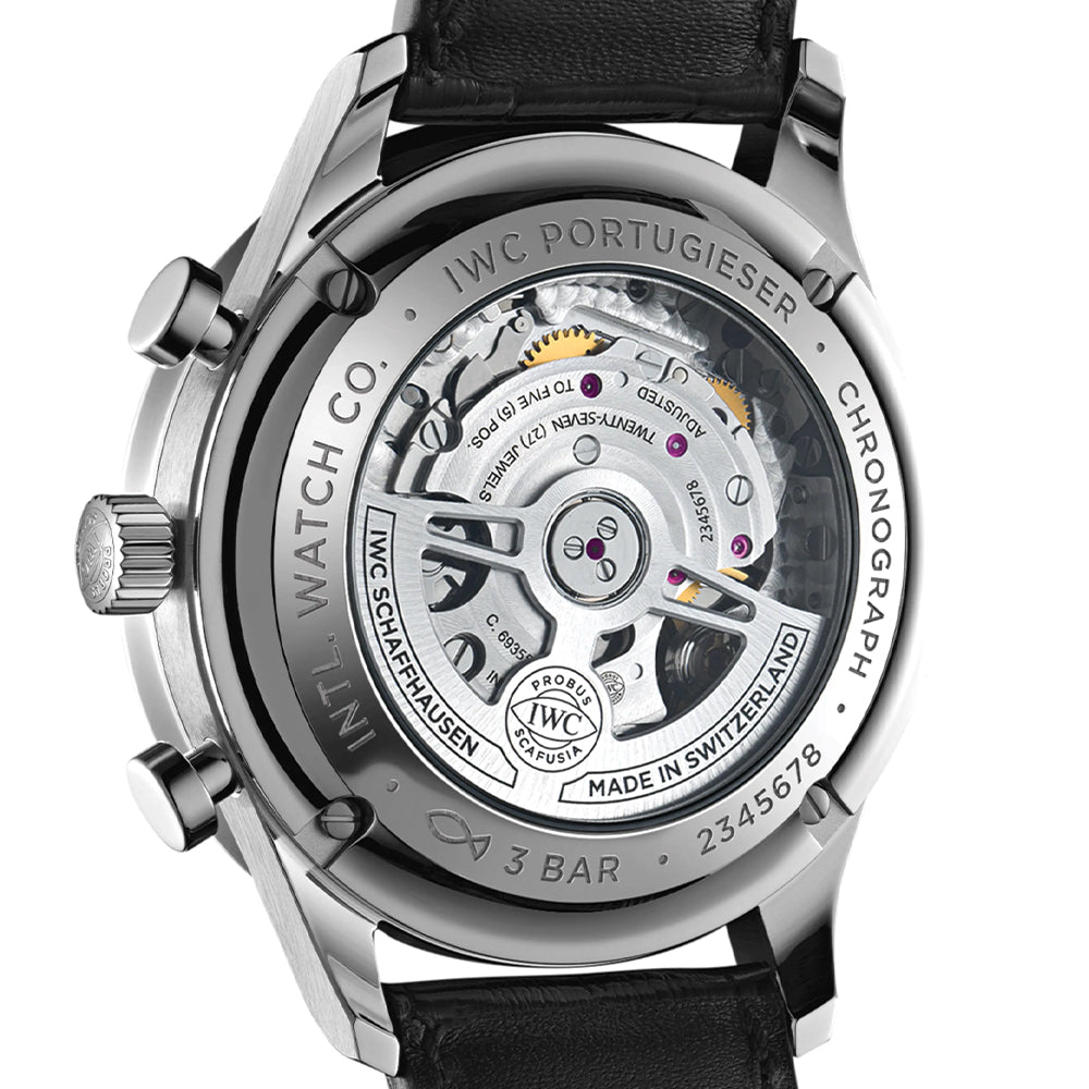 Portugieser Chronograph Gold Accents 41mm - Silver-Plated on Leather Strap