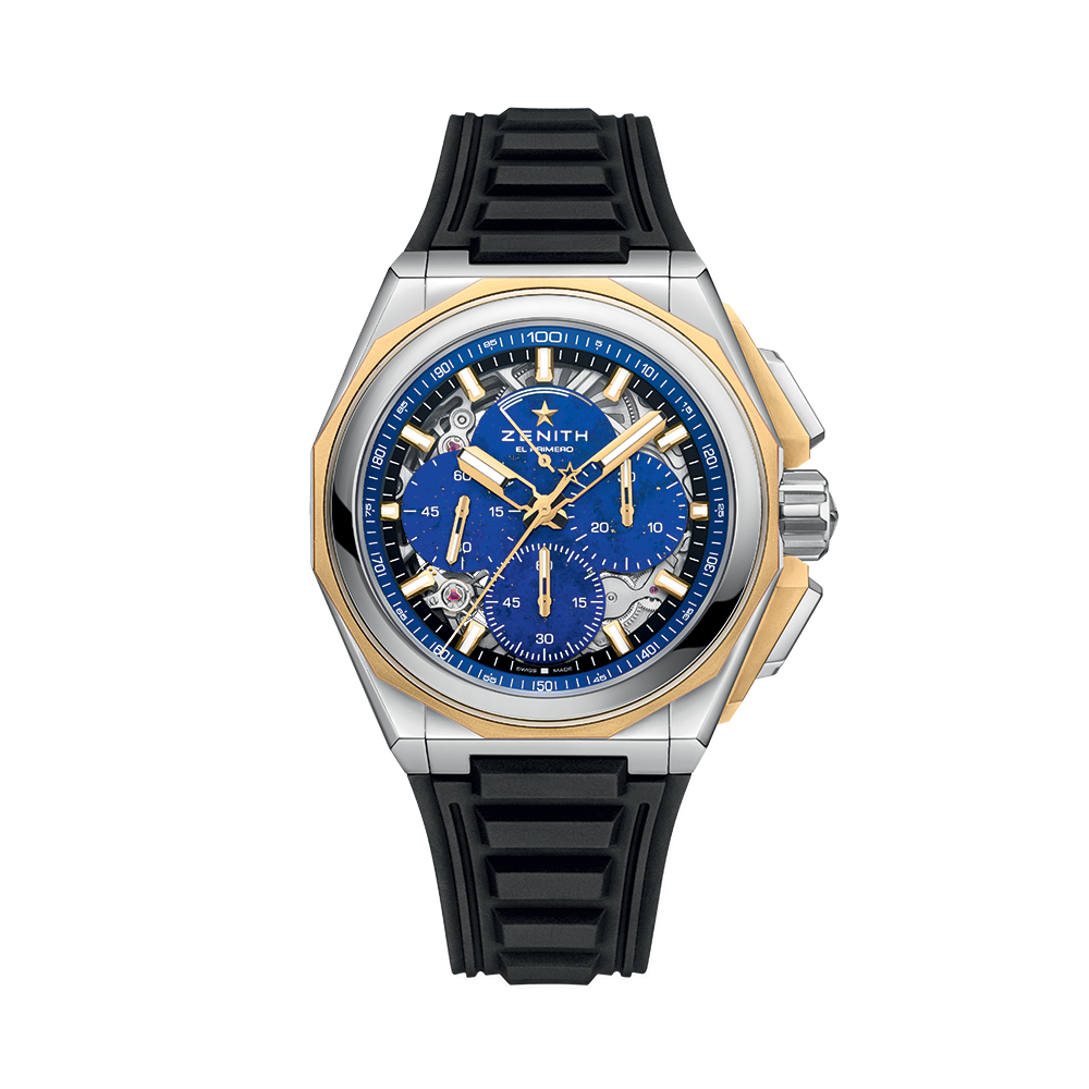 DEFY Extreme Lapis Lazuli Chronograph 45mm - Blue w/ Yellow Gold Accents on Bracelet and 2 Additional Straps