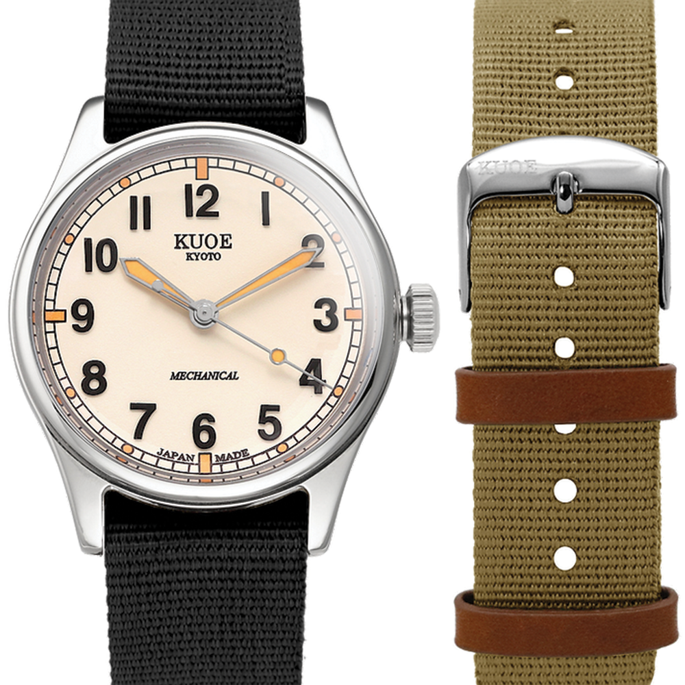 OLD SMITH 38mm - Ivory on Fabric Strap w/ Additional Fabric Strap