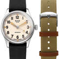 OLD SMITH 38mm - Ivory on Fabric Strap w/ Additional Fabric Strap
