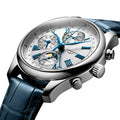 Master Collection Chronograph Moonphase 42mm - Silver on Leather Strap