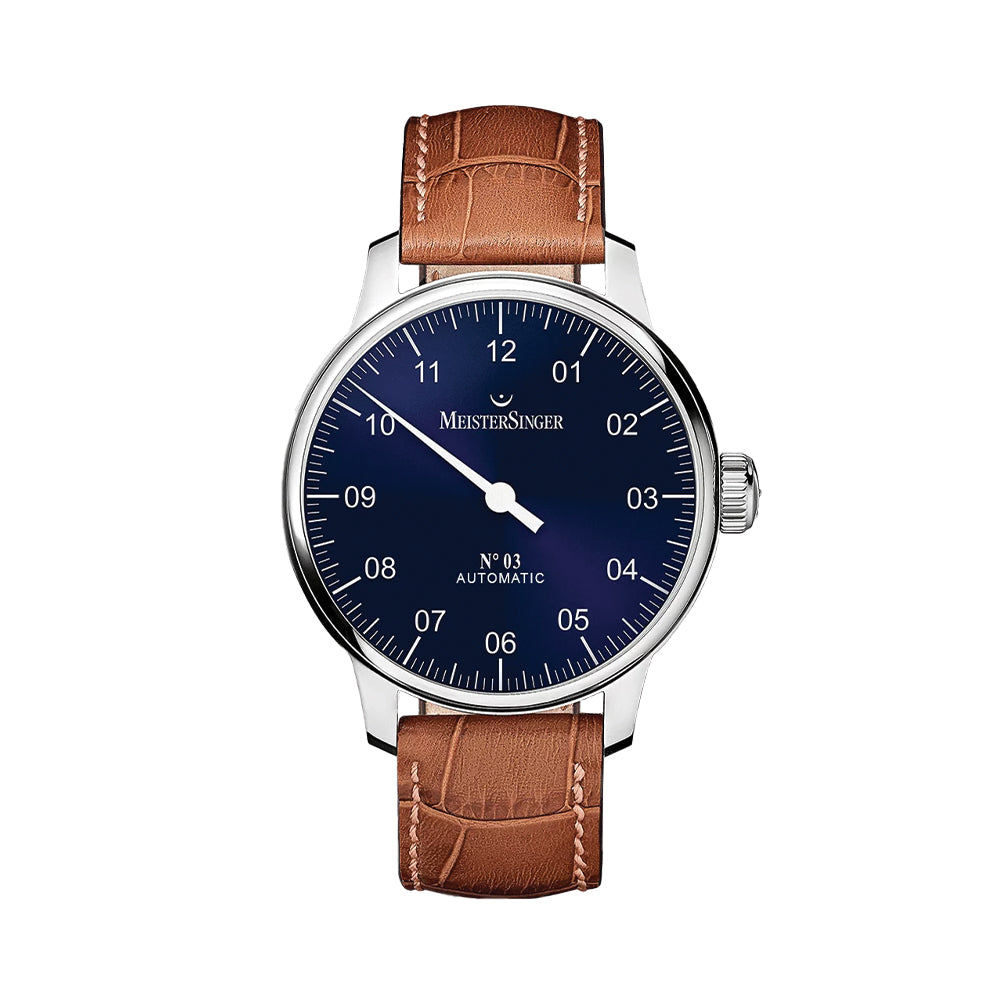№03 43mm - Blue on Leather Strap