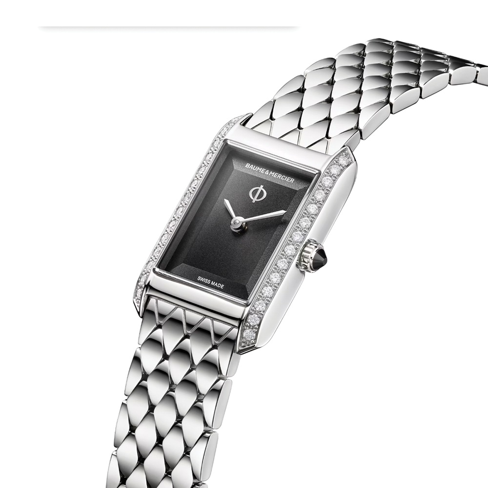 Hampton 10862 Quartz 28mm - Black, Diamond-Set on Bracelet
