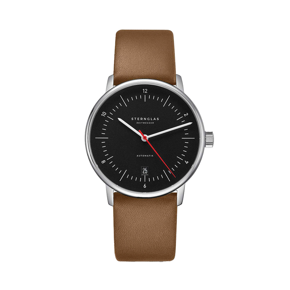 Hamburg  42mm - Black/Red on Brown Leather Strap