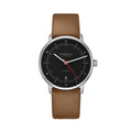 Hamburg  42mm - Black/Red on Brown Leather Strap