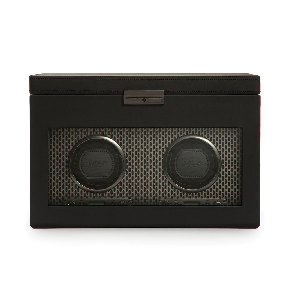 Axis Double Watch Winder With Storage - Powder Coat