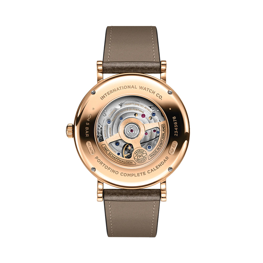 Portofino Complete Calendar 18K 5N Gold Case 41mm - Silver-Plated on Leather Strap