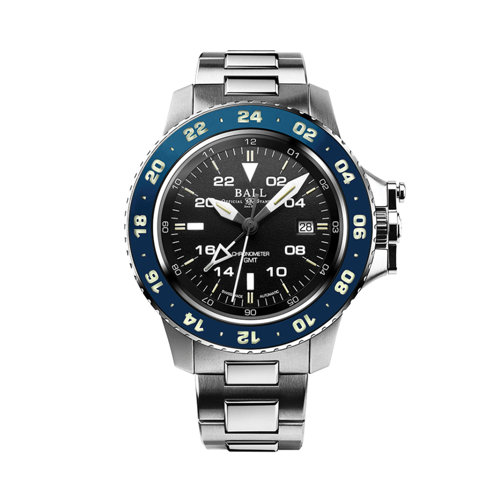 Engineer Hydrocarbon AeroGMT II 42mm - Black/Blue Bezel on Bracelet