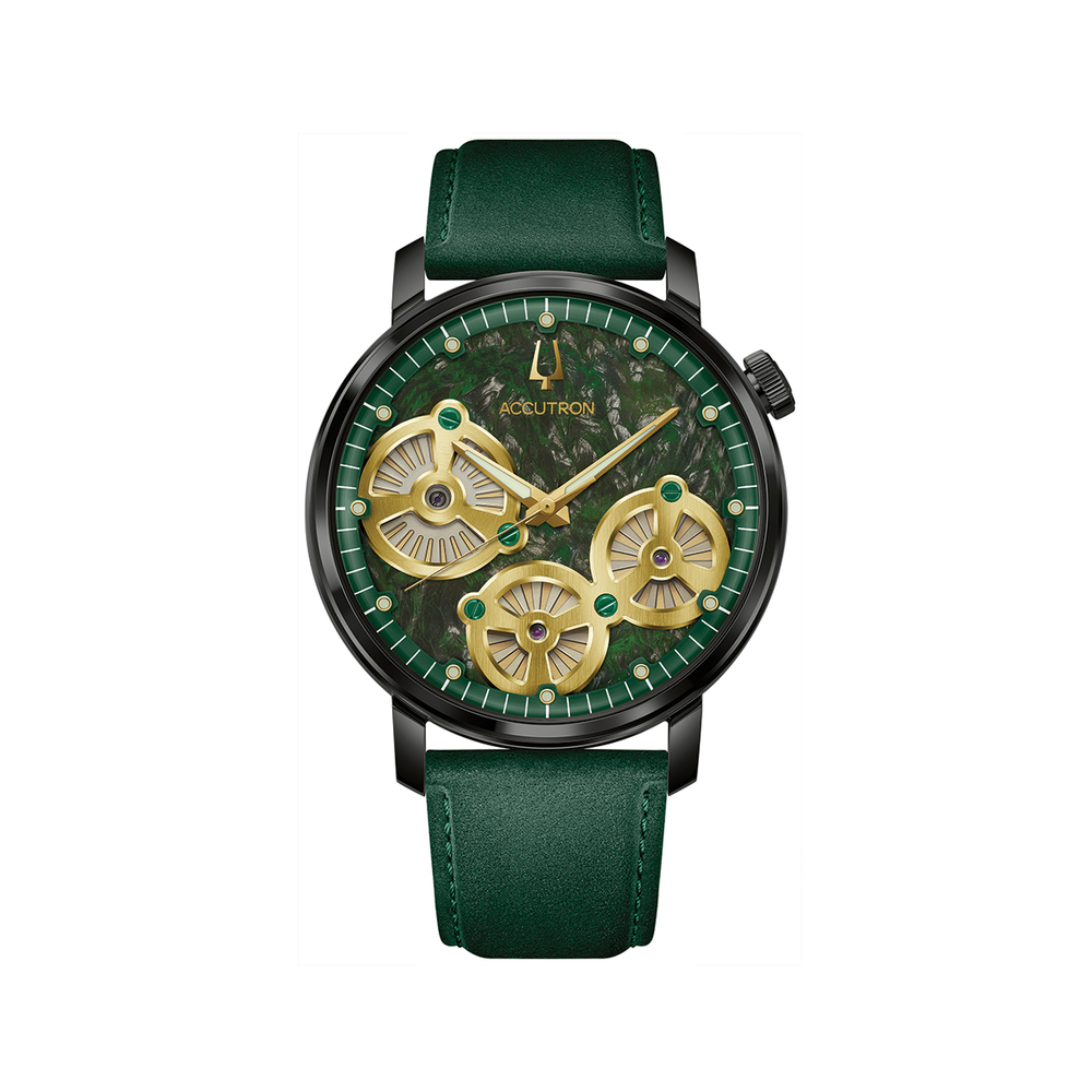 Spaceview Evolution 43.5mm - Green on Leather Strap