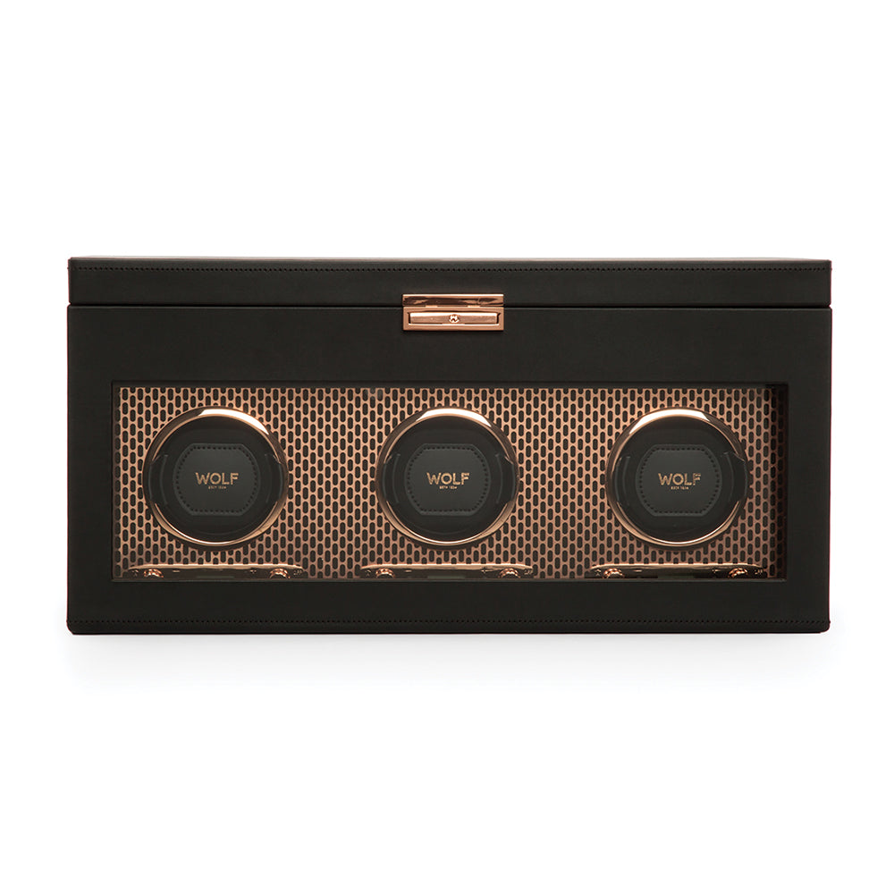 Axis Triple Watch Winder With Storage - Copper