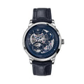 PanoMaticCalendar Limited Edition Platinum 42mm - Skeletonized Deep Blue on Leather Strap