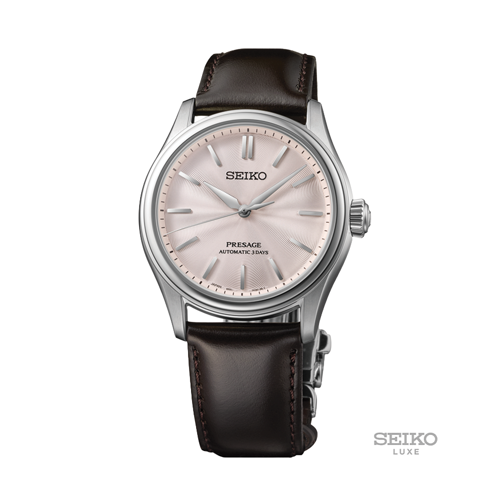 HCC003 Presage Classic Series 38mm - Pink on Leather Strap