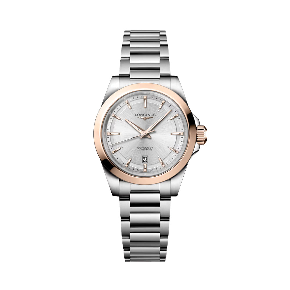 Conquest Pink Gold Bezel 30mm - Silver on Bracelet