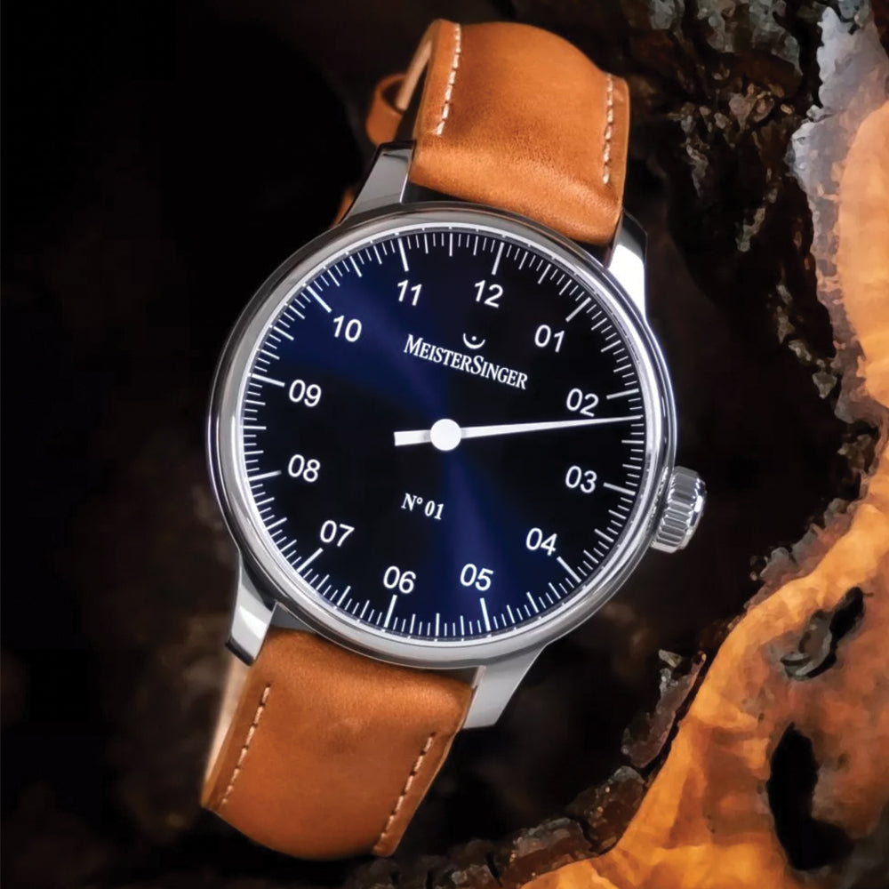 №01 43mm - Blue on Leather Strap