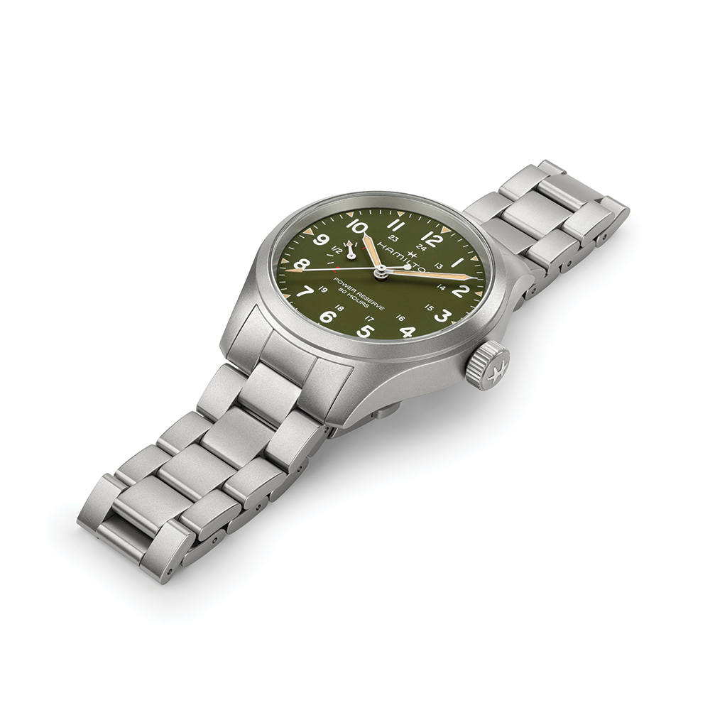 Khaki Field Power Reserve Mechanical 40mm Green on Bracelet