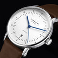 Naos Automatic 38mm - White on Dark Brown Leather Strap