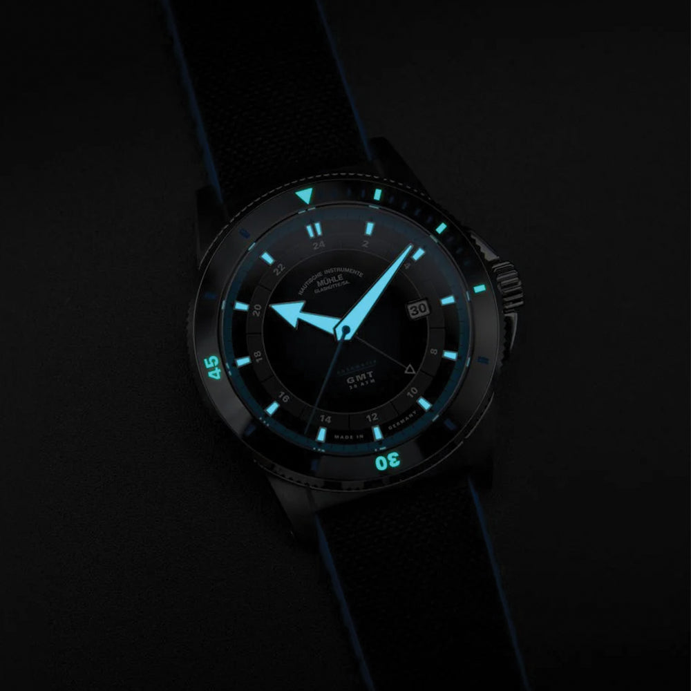 Sportivo Travel GMT 42.5mm - Black on Canvas-Rubber Strap