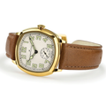 American Classic Cushion Mechanical PVD Gold-Tone 34mm - Beige on Leather Strap