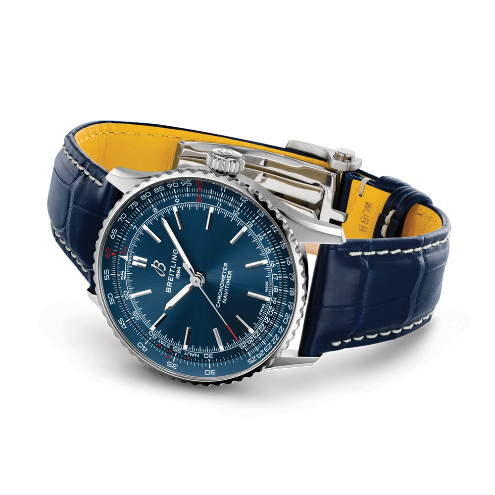 Navitimer Strap Navitimer Automatic 41mm - Blue on Leather Strap | Teddy Baldassarre