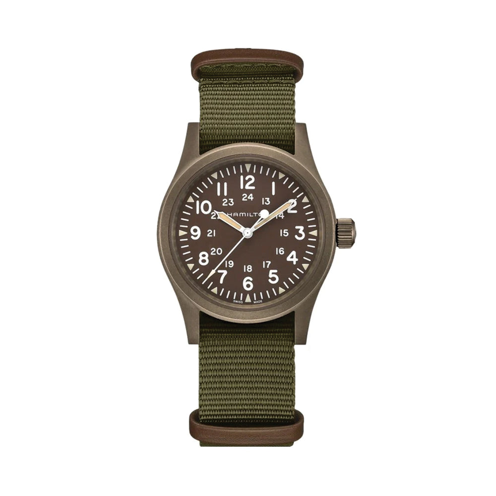 Khaki Field Mechanical Brown PVD 38mm - Blrown on One-Piece Textile Strap
