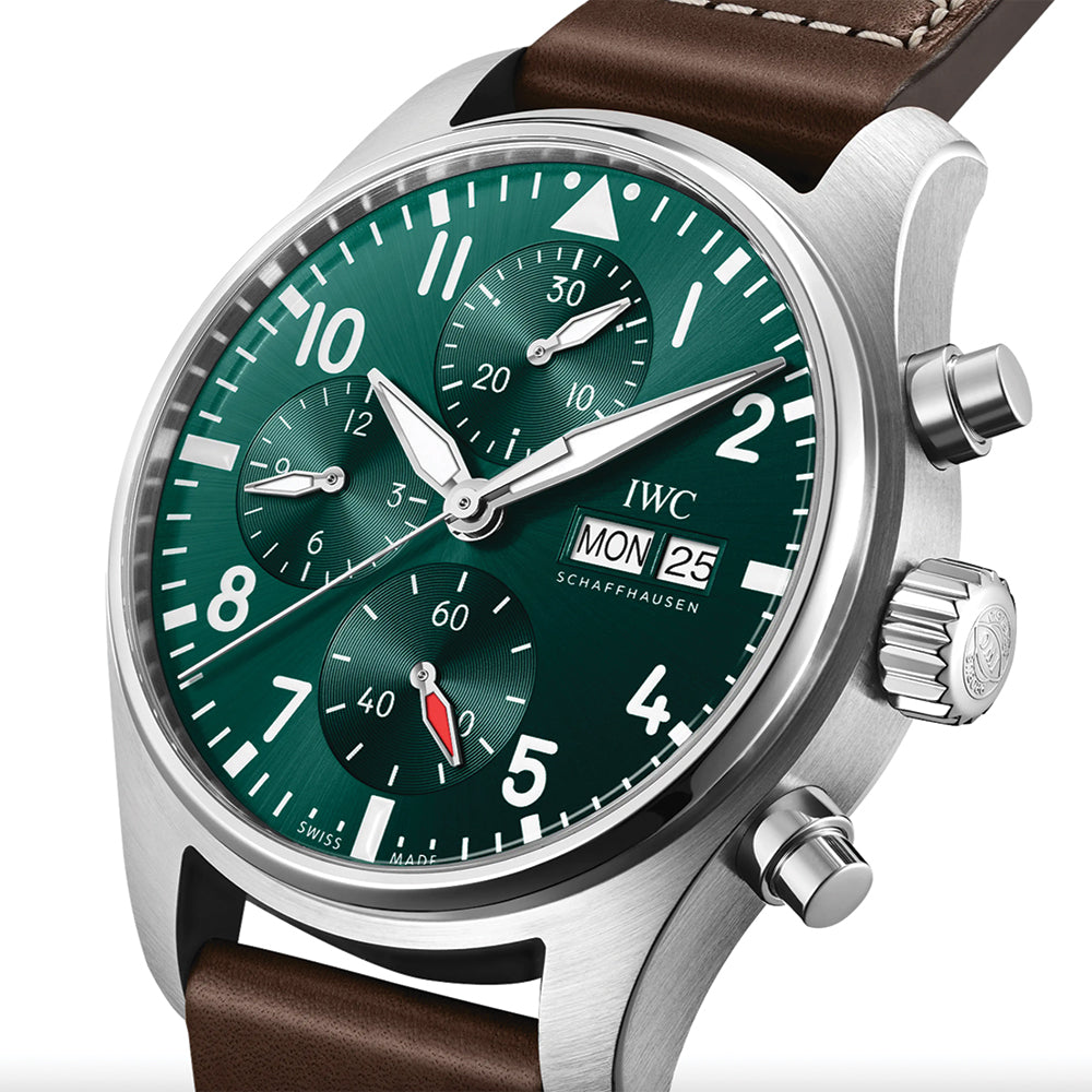 Pilot's Watch Chronograph 41mm - Green on Leather Strap