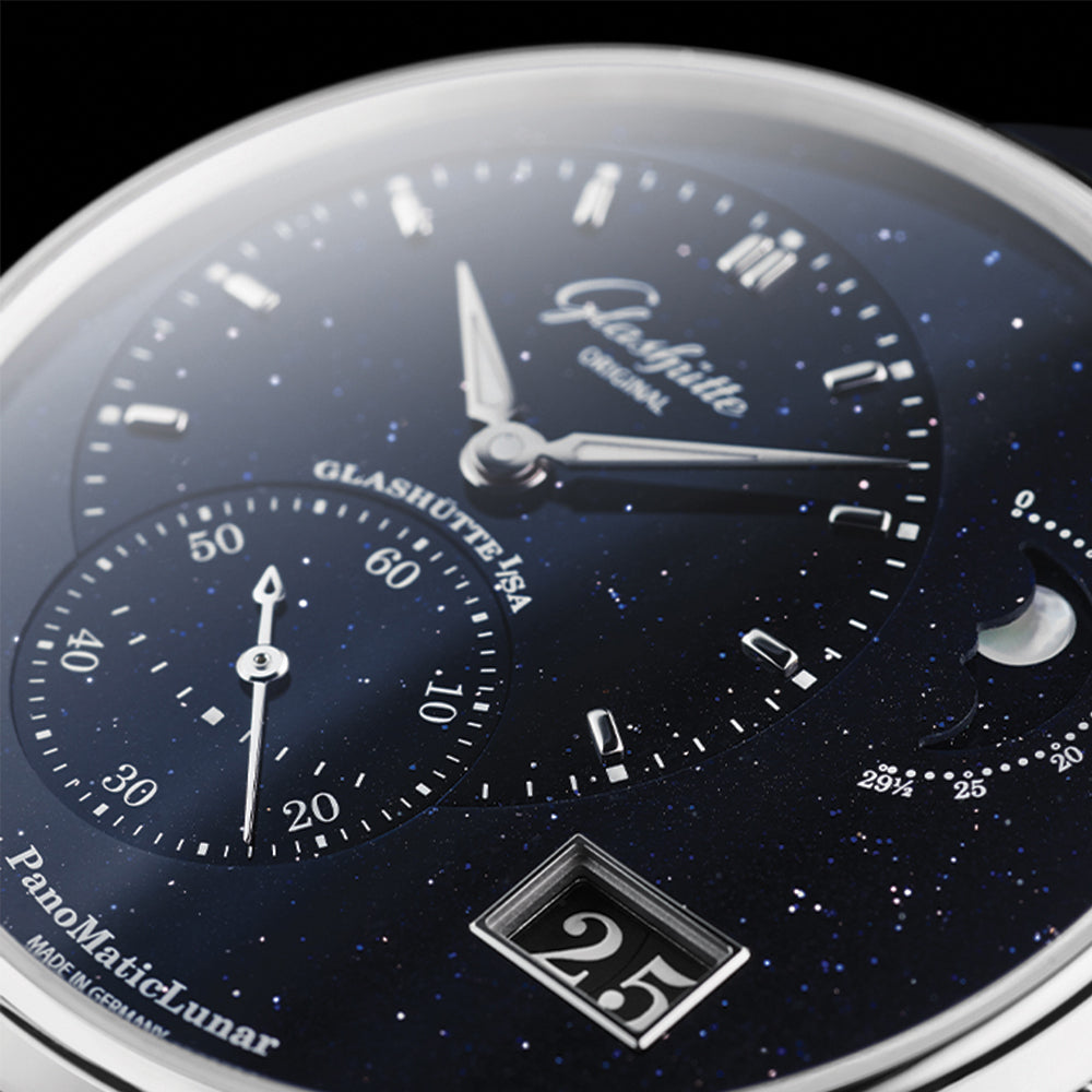 PanoMaticLunar Platinum Automatic Limited Edition 40mm - Blue on Synthetic Fabric Strap