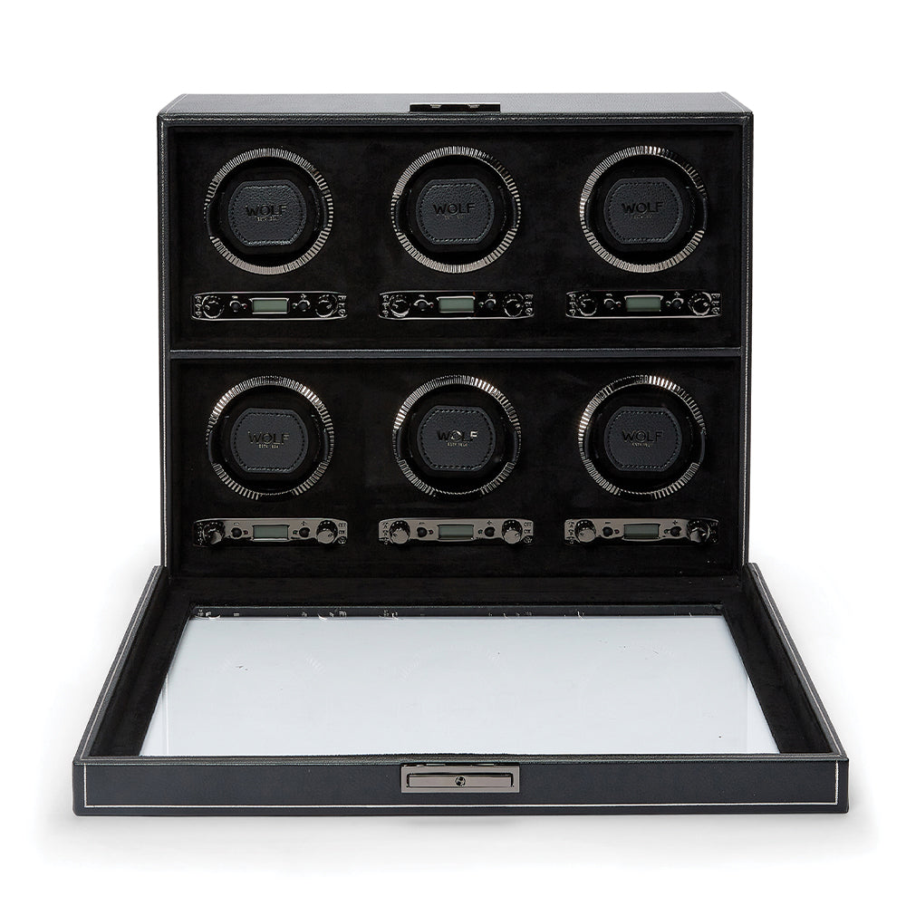 British Racing 6 Piece Watch Winder - Black