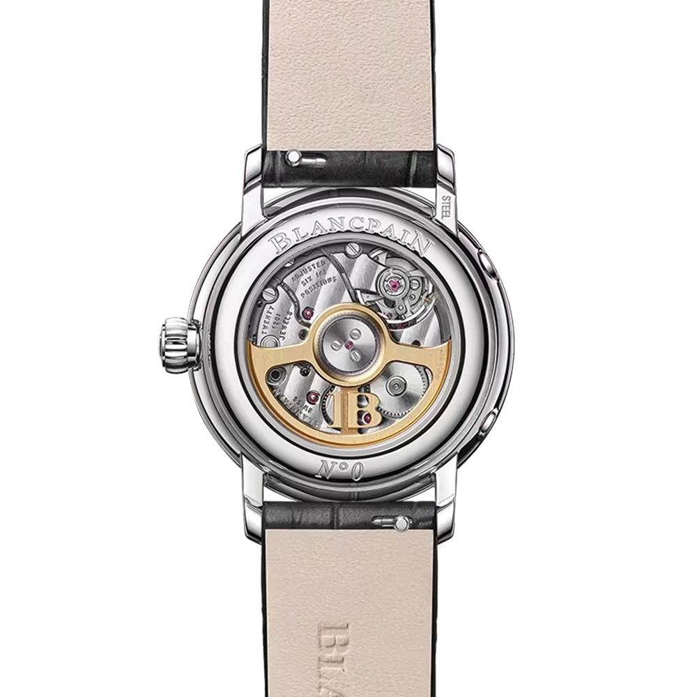Villeret Phases de Lune 29.2mm - Gold-Toned Opaline, Diamond-Set on Leather Strap