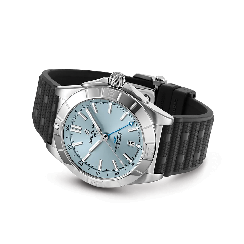 Chronomat Automatic GMT Steel and Platinum 40mm - Blue on Rubber Strap