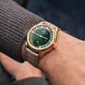 G.F.J. 18K Yellow Gold Limited Edition 39.15mm - Green on Leather Strap, and Two Additional Leather Straps or Optional Bracelet