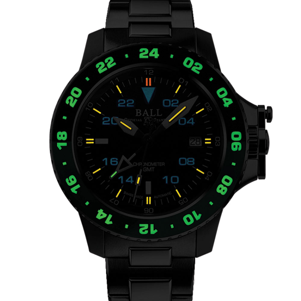 Engineer Hydrocarbon AeroGMT II 40mm - Black/Green Bezel on Bracelet