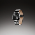 ALD Time Only Sunray Black steel 37mm watch worn on the wrist with black leather strap