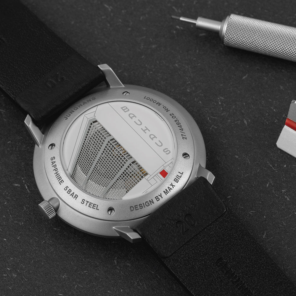 Max Bill Regulator Bauhaus 40mm - White on Leather Strap