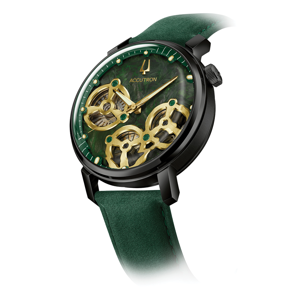 Spaceview Evolution 43.5mm - Green on Leather Strap
