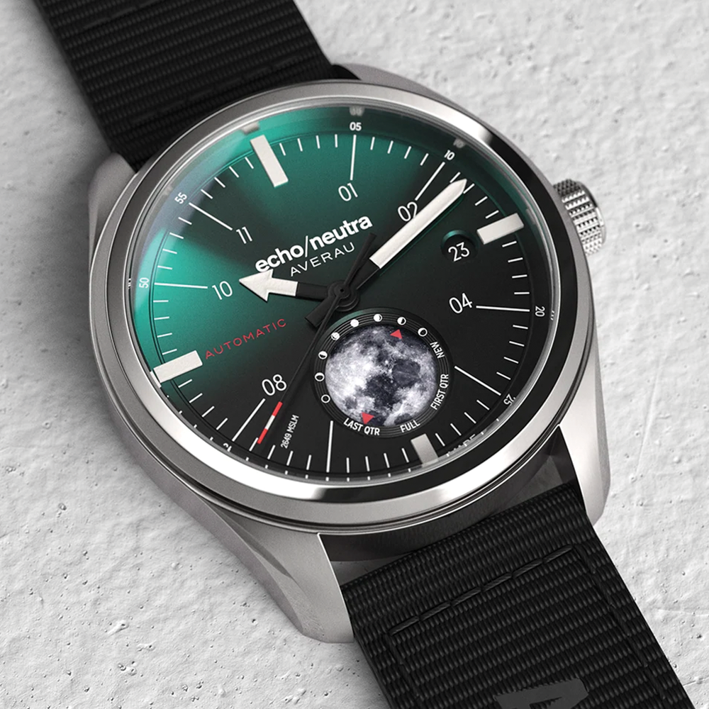 R Averau Moonphase Big Moon Green Degradè 39mm - Green on Fabric Strap