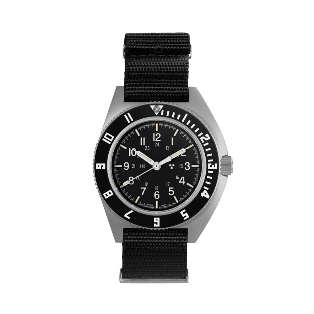 SSNAV No Date 41mm - Black on Nylon Defense Standard Strap