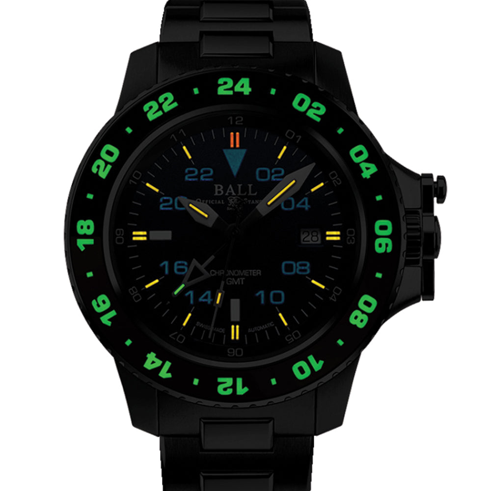 Engineer Hydrocarbon AeroGMT II 42mm - Black/Brown Bezel on Bracelet