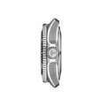 Side profile of the grey Tissot Seastar 2000 Professional 44mm watch showing the rotating bezel and crown.