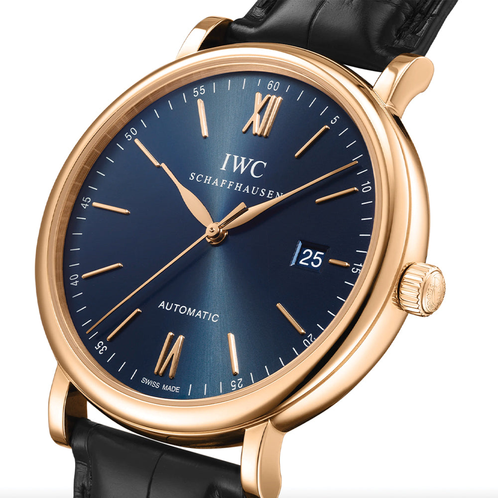 Portofino Automatic 18K 5N Gold Case 40mm - Blue on Leather Strap