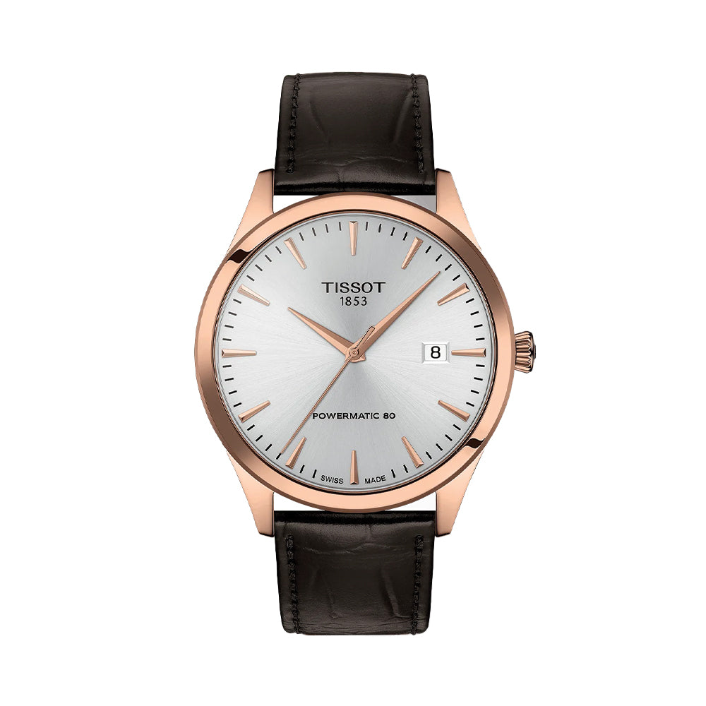 Classic Dream Rose Gold PVD 40mm - Silver on Leather Strap