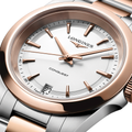 Conquest Quartz Pink PVD Two-Tone 34mm - White on Bracelet